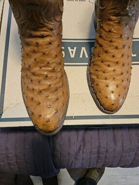 Men's Brown Ostrich Full Quill Cowboy Boots